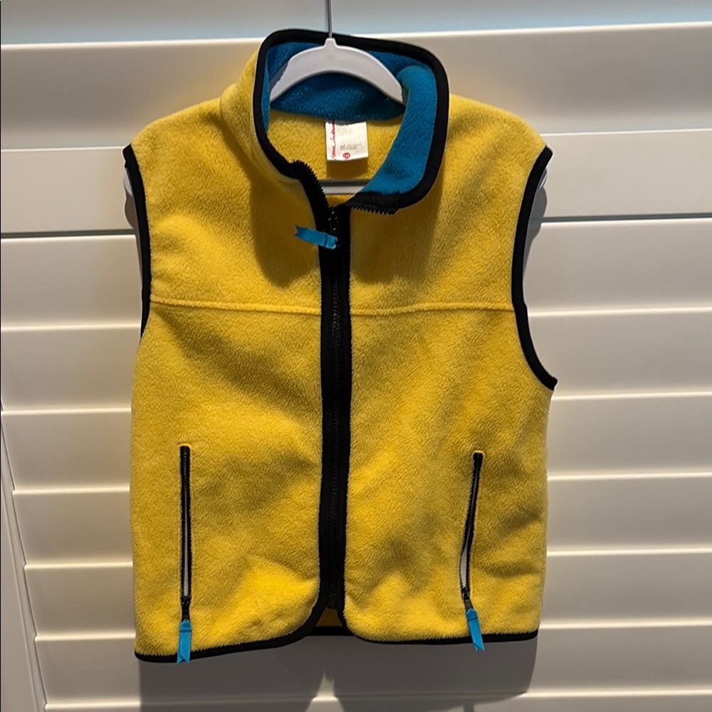 Yellow Fleece Vest with Blue Accents